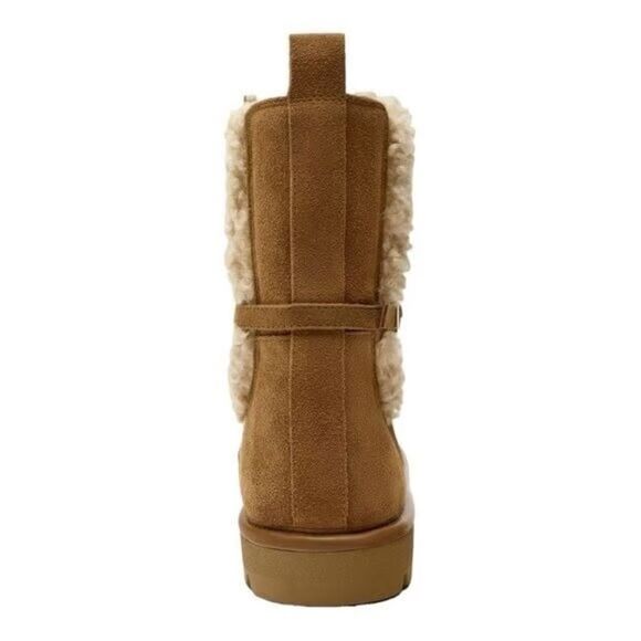 ZARA GENUINE SUEDE FAUX SHEARLING BOOTS - Picture 7 of 7